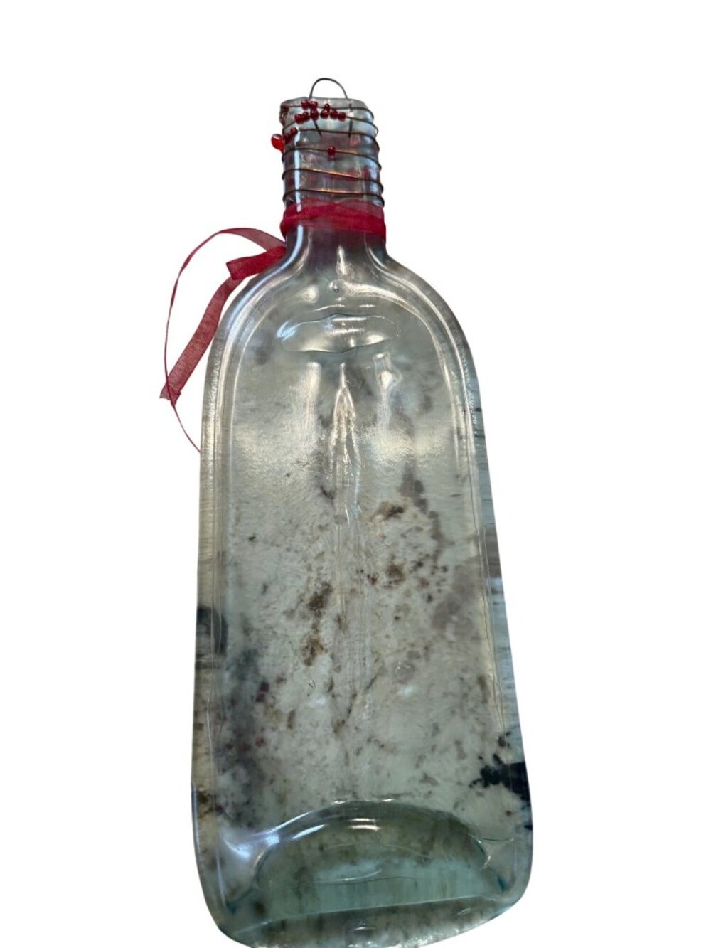 Artsisan Whimsical Flattened Glass Bottle Beaded Utensil Spoon rest cheese tray